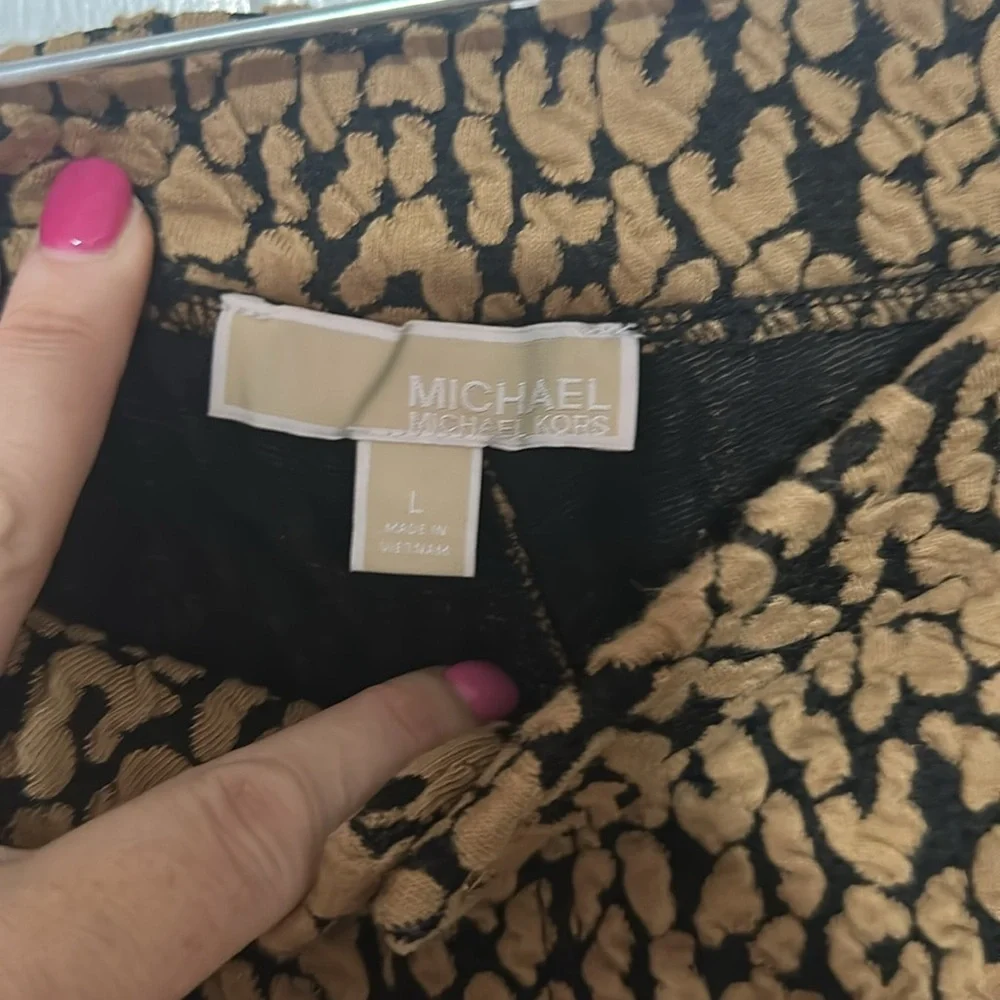 Michael Michael  Kors Black and Tan Animal Print Pants size large